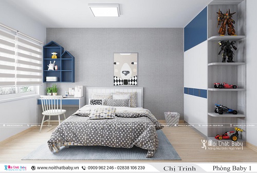 Thiết kế phòng ngủ bé trai dễ thương tại căn hộ Emerald Celadon City 104m2